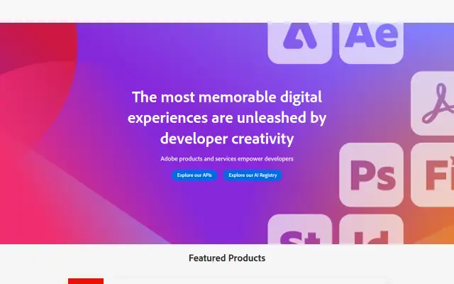 Screenshot of adobe.io
