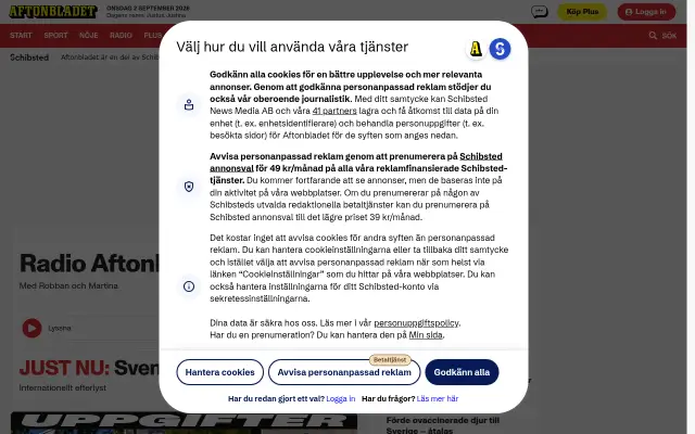 Screenshot of aftonbladet.eu