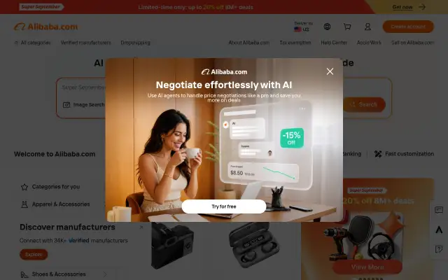 Screenshot of alibaba.co.uk