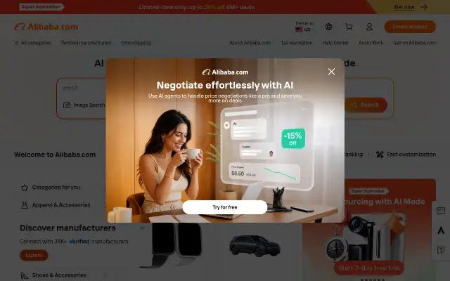 Screenshot of alibaba.fr