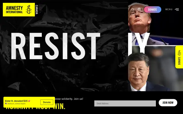 Screenshot of amnesty.ca