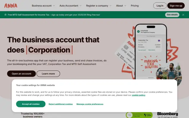 Screenshot of anna.co.uk
