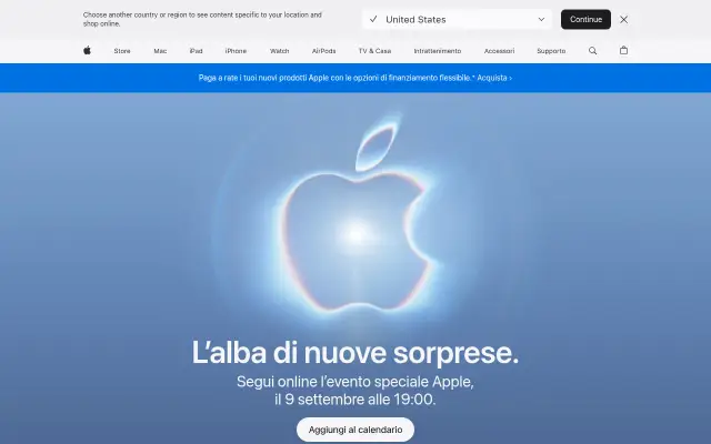 Screenshot of apple.it
