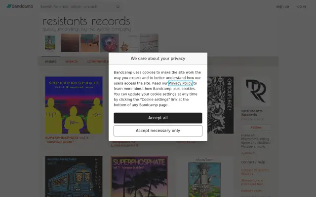 Screenshot of bandcamp.fr