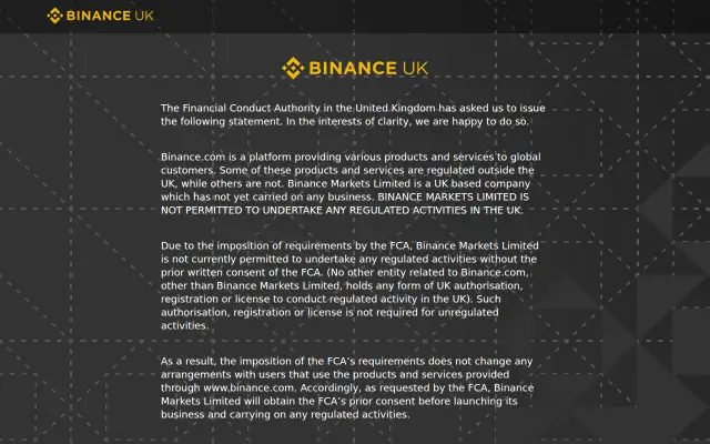Screenshot of binance.uk