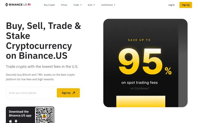 Screenshot of binance.us