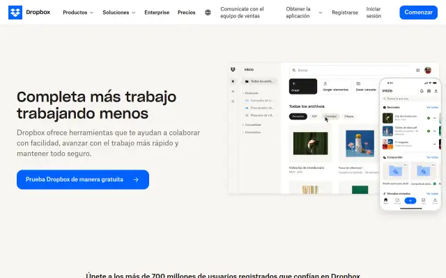Screenshot of dropbox.es