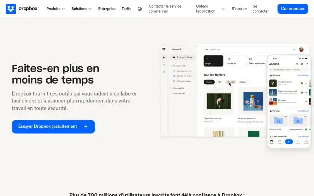 Screenshot of dropbox.fr