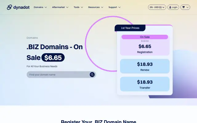 Screenshot of dynadot.biz