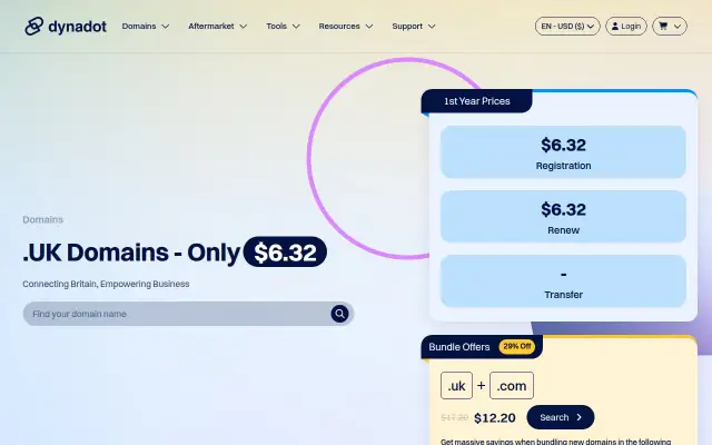 Screenshot of dynadot.co.uk