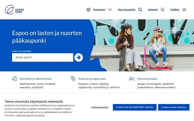 Screenshot of espoo.eu