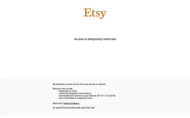 Screenshot of etsy.co.uk