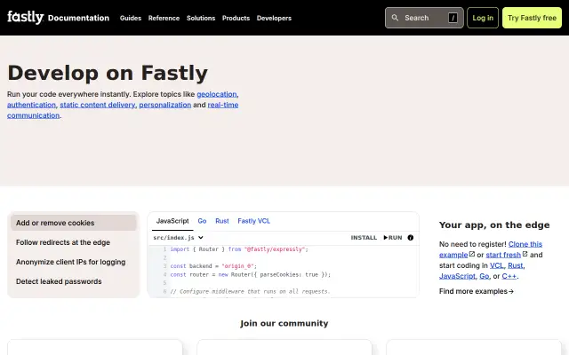 Screenshot of fastly.dev