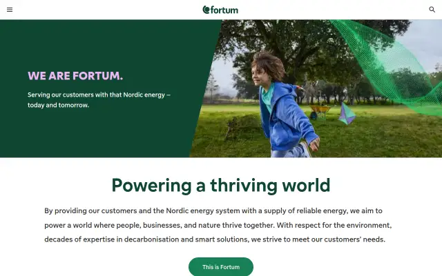 Screenshot of fortum.de