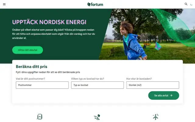 Screenshot of fortum.se