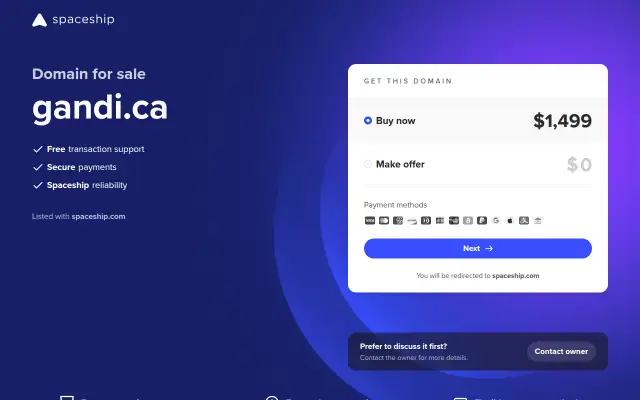 Screenshot of gandi.ca