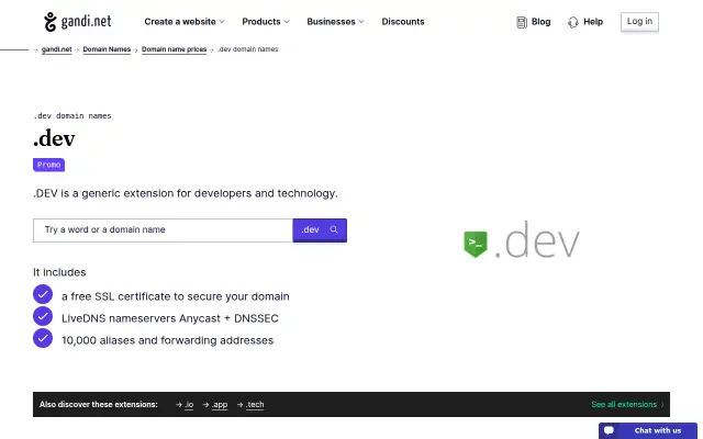 Screenshot of gandi.dev