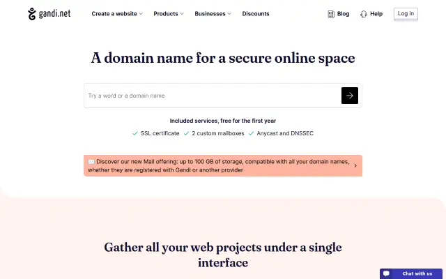 Screenshot of gandi.se