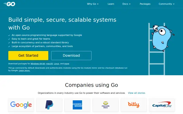 Screenshot of golang.me
