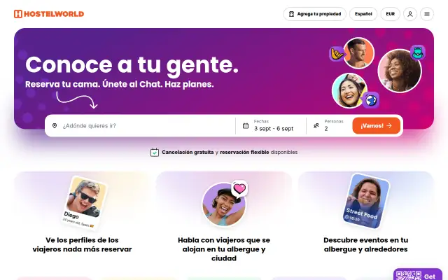 Screenshot of hostelworld.es