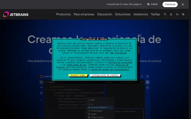Screenshot of jetbrains.es