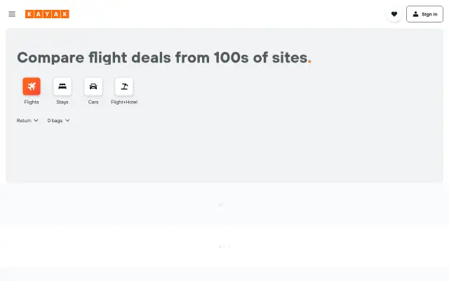 Screenshot of kayak.co.uk