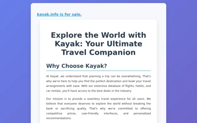 Screenshot of kayak.info