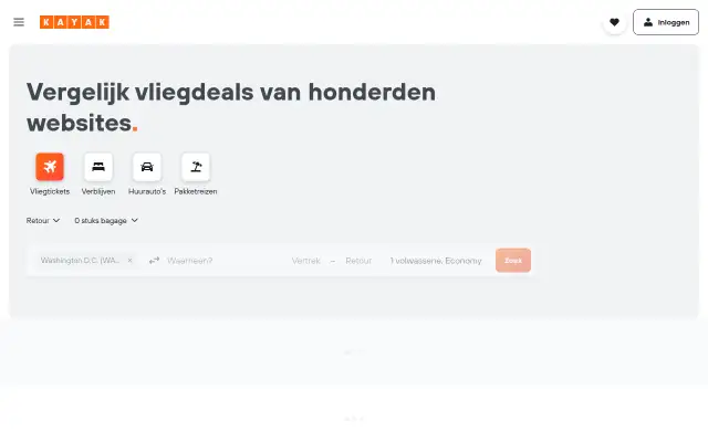Screenshot of kayak.nl