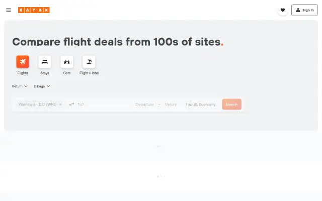 Screenshot of kayak.uk