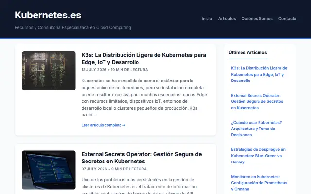Screenshot of kubernetes.es