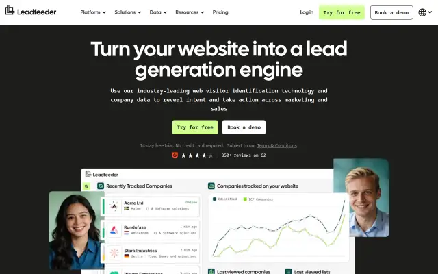 Screenshot of leadfeeder.info