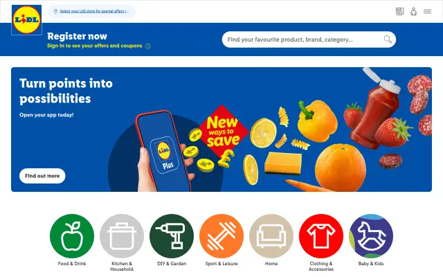 Screenshot of lidl.co.uk