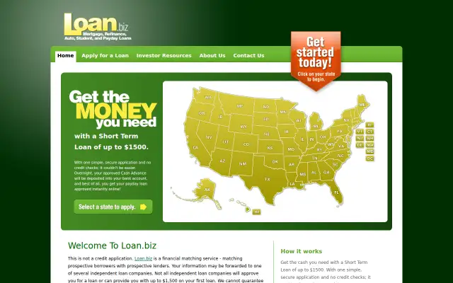 Screenshot of loan.biz