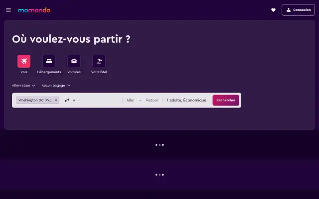 Screenshot of momondo.fr