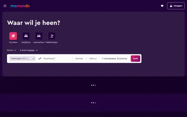 Screenshot of momondo.nl