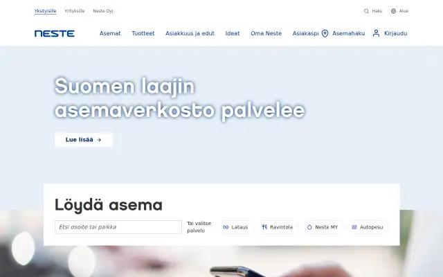 Screenshot of neste.fi