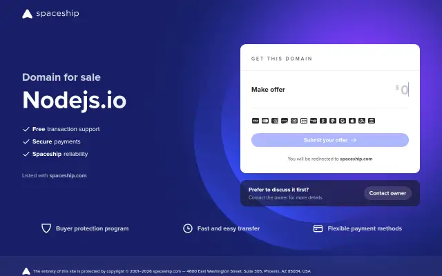 Screenshot of nodejs.io