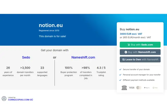 Screenshot of notion.eu