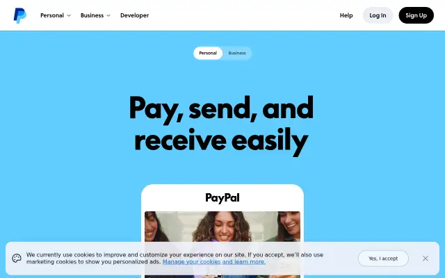Screenshot of paypal.ca