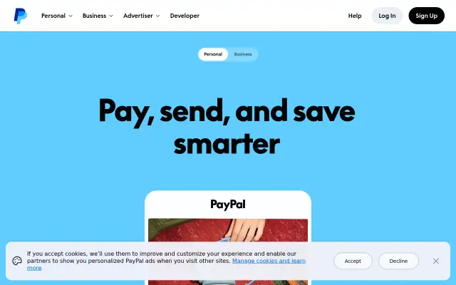 Screenshot of paypal.eu