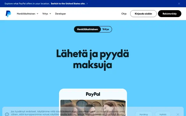 Screenshot of paypal.fi