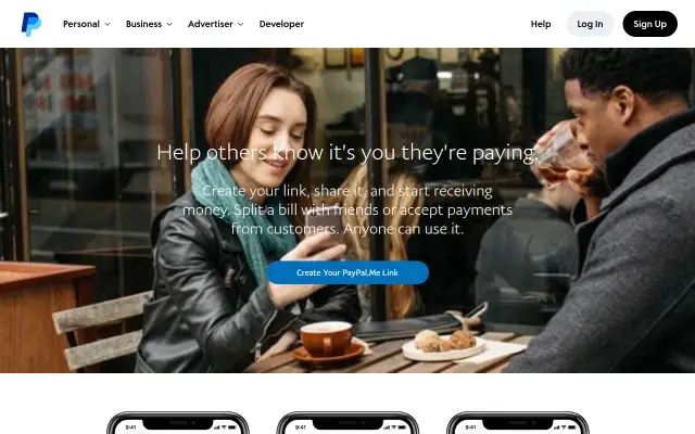Screenshot of paypal.me