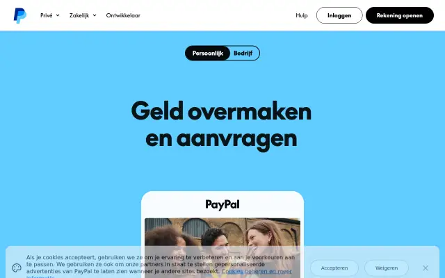 Screenshot of paypal.nl