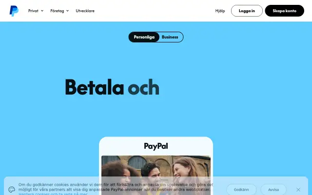 Screenshot of paypal.se