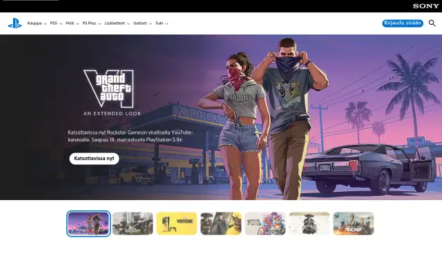 Screenshot of playstation.fi