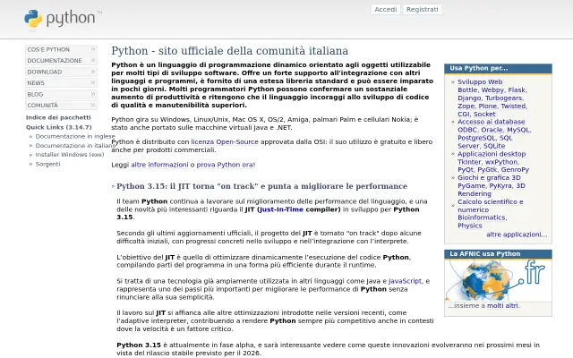 Screenshot of python.it
