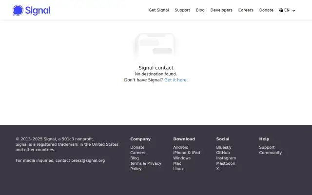 Screenshot of signal.me