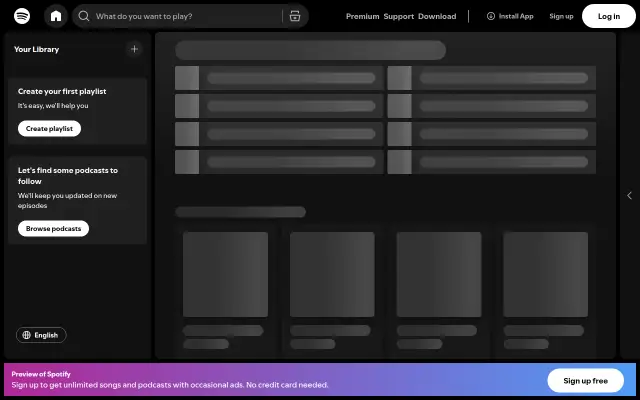 Screenshot of spotify.ca