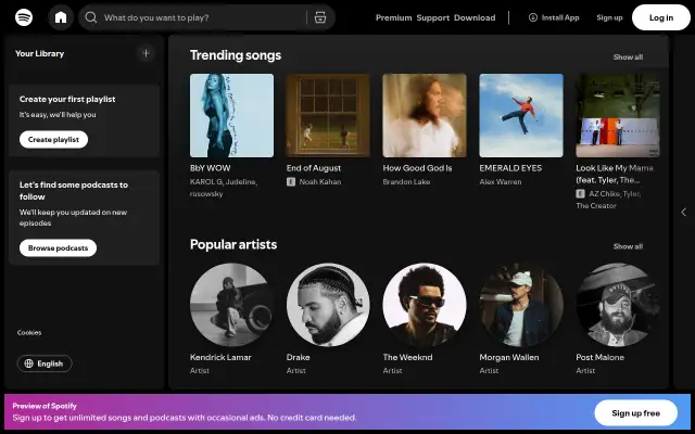 Screenshot of spotify.es