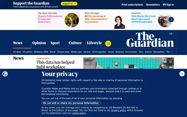 Screenshot of theguardian.uk